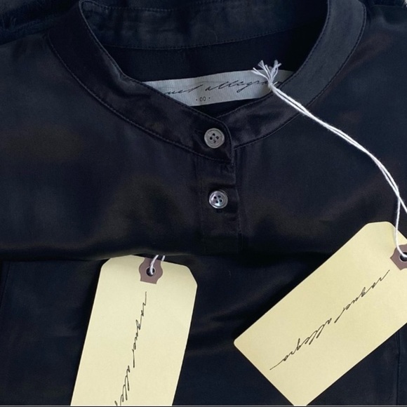 NWT Raquel Allegra Pebble Satin Set — Perfect Henley (XS) + Fez Pant (S), Black - Picture 5 of 11